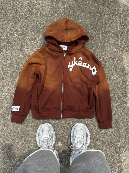 YKPARO BROWN FADED ZIPUP
